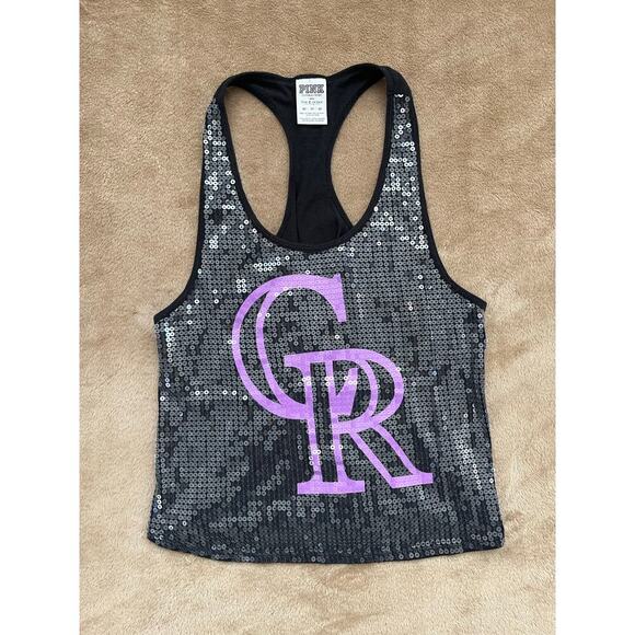 Victoria’s‎ Secret PINK Colorado Rockies Sequins Racerback Tank Top Women’s XS - Picture 1 of 5